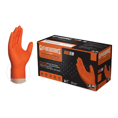 AMMEX Gloveworks HD Orange Nitrile Industrial 8MIL Powder Free Disposable Gloves Case of 1000